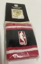 NBA Red White Black Logoman TWO DOUBLE WIDE WRISTBANDS For Bare Feet Originals