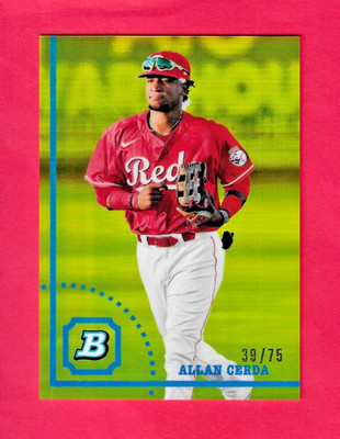 ALLAN CERDA 2022 Topps Bowman Heritage Prospect Chrome YELLOW /75 BHPC-27 Reds