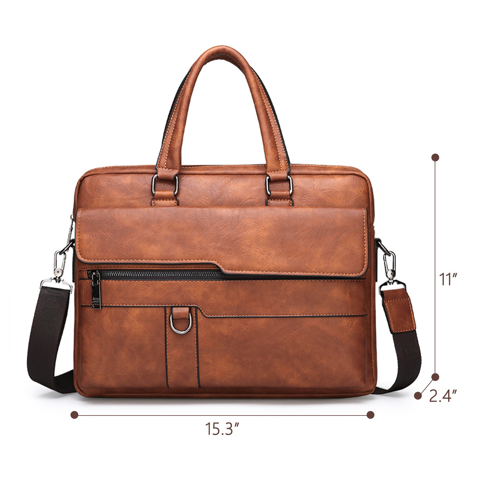 Men PU Leather Briefcase Laptop Messenger Bag Women Computer Handbag Satchel 15"