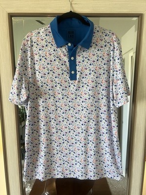 NVR LND Neverland Country Club confetti gamer  90 s printed Golf Polo size Large
