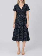 Madewell Ruffled Tiered Midi Dress Womens 2 Black Dotted Vines Cottagecore Boho