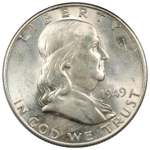 1949-D Franklin Half Dollar BU+ Uncirculated Better Date FULL BELL LINES A2868