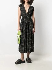 Ganni black floral dress 36