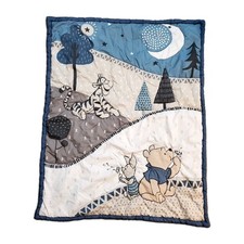 Disney Lambs  Ivy Forever Pooh Baby Crib Comforter Tigger Piglet 42" X 35" Blue