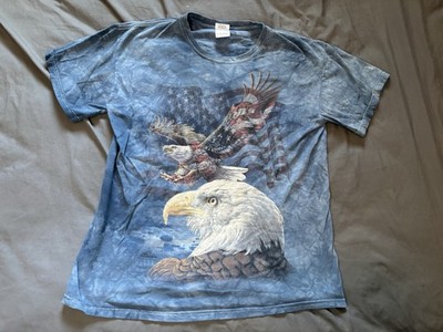 The Mountain Bald Eagle American Flag Shirt Mens Medium Blue Tie Dye 2011 