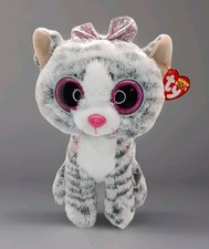 Ty Beanie Boos - Kiki the Striped Tabby Cat 9” Medium Plush Stuffed Animal Toy