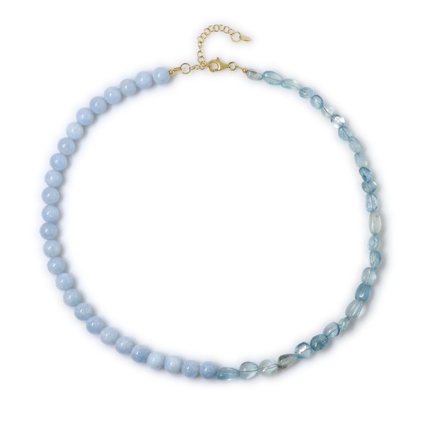 Halskette Aus Vergoldetem Silber Mit Brasilianischem Aquamarin-image
