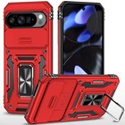 For Google Pixel 10/10 Pro Case Sliding Lens with Metal Stand + Tempered Glass