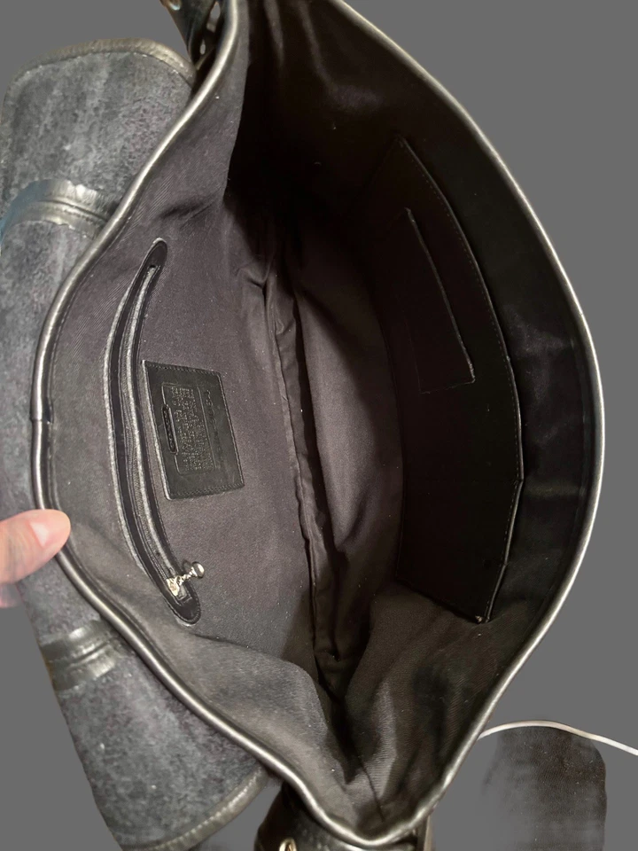 Bolso Mensajero Coach Legacy Cuero Negro 9064 Laptop Bolsillos con Cremallera Unisex Foto 4 de 4