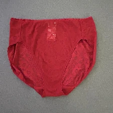 Soma Enticing Allover Lace High Leg Brief L Holiday Ruby Red Large Panties NEW
