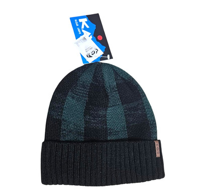 Kavu L113216 Unisex Hunter Green Black Creston Check Cuffed Hat One Size