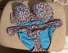 Victoria  s Secret Swim Womens Bandeau Halter 2pc Bikini Set Multicolor 36C/L