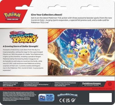 Pokemon TCG: Scarlet & Violet - Surging Sparks Three-Booster Zapdos Pokemon TCG: Scarlet & Violet - Surging Sparks Three-Booster Zapdos