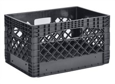 Juggernaut Storage 24QT Plastic Heavy-Duty Milk Crate, Black