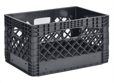 Juggernaut Storage 24QT Plastic Heavy-Duty Milk Crate, Black