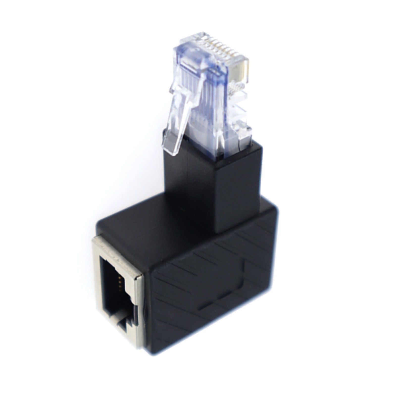 90 Degree Down RJ45 Cat5e Male to Female Ethernet Extension Adapter