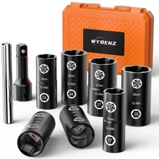 2-IN-1 Flip Lug Nut Extractor Set, 9Pcs Lug Nut Removal Tool, Wheel Lock Remo...