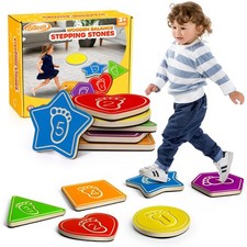 Wooden Stepping Stones for Kids, 6Pcs Non-Slip Toddler Balance Indoor Outdo...