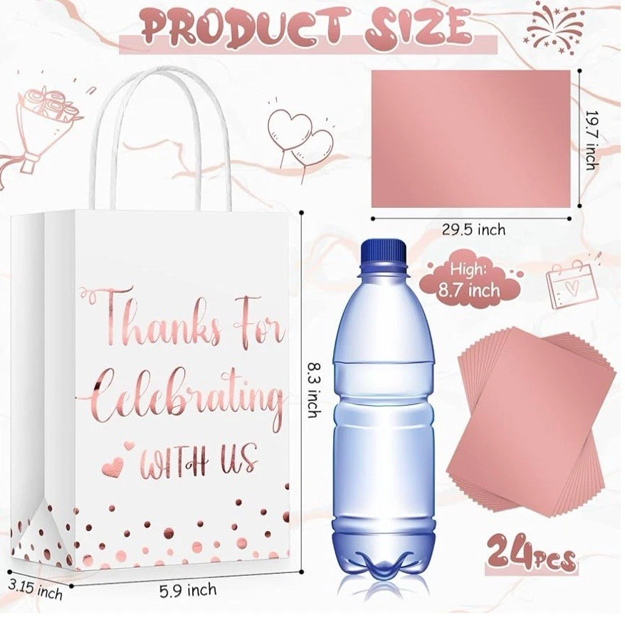 24 Piezas Bolsas de Regalo de Boda, Bolsas de Gracias-Regalo de Ducha Novia para Bodas Invitados Foto 2 de 4