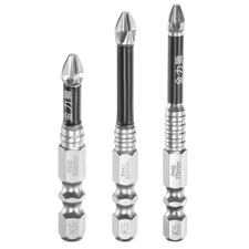 3pcs PH2 Phillips Screwdrivers Bit 1/4" Hex Shank 2+2.6+2.8" Magnetic Black