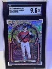 2023 Bowman Chrome Mega Box Corbin Carroll Mojo Refractor ROY Favorites SGC 9.5