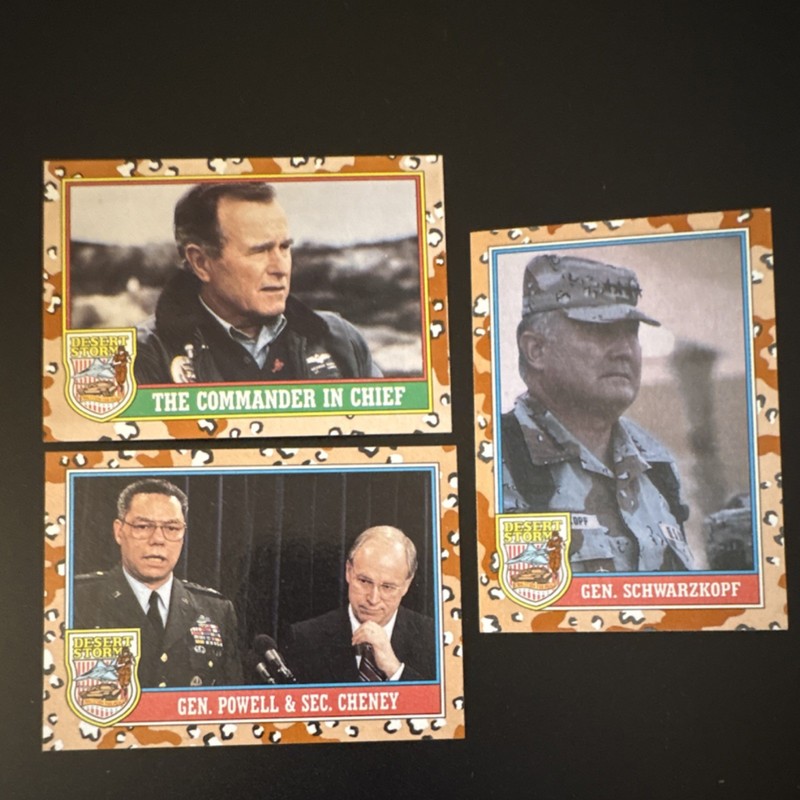 Topps Desert Storm 2nd Series 3-Card Lot Bush Powell Cheney Schwarzkopf