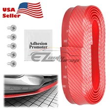 Universal Carbon Fiber Red Front Bumper Lip Splitter Chin Spoiler Body Kit Trim