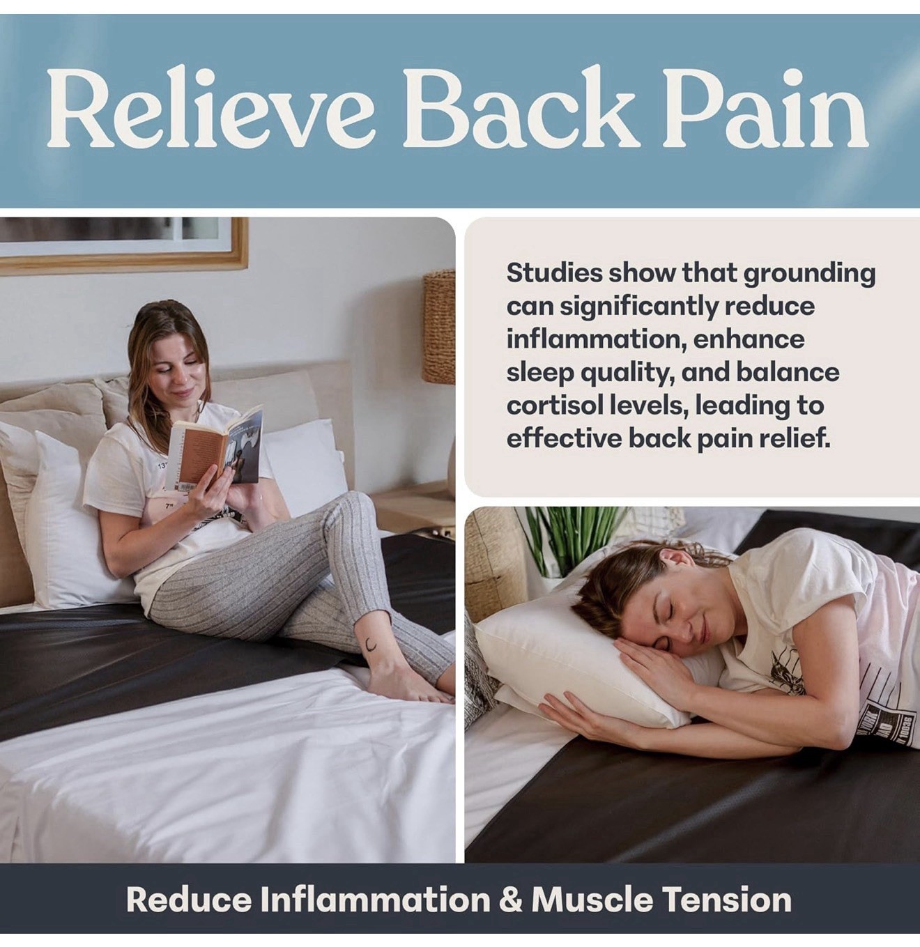 Grounding Mat for Bed King Size for Sleeping Improvement, Muscle Relaxation,