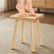 Goaste 9.5 Inch Wooden Step Stool, Solid Square Sitting Stools for Adults Kid...