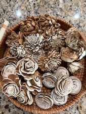 OYL  LUV Sola Wood Flowers 24 ct Bark and Raw 1" -2.5"Premium DIY Floral Supply