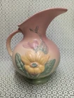 Vintage Hull Art Pottery Magnolia Pitcher Vase Pink Green Yellow 7.25"