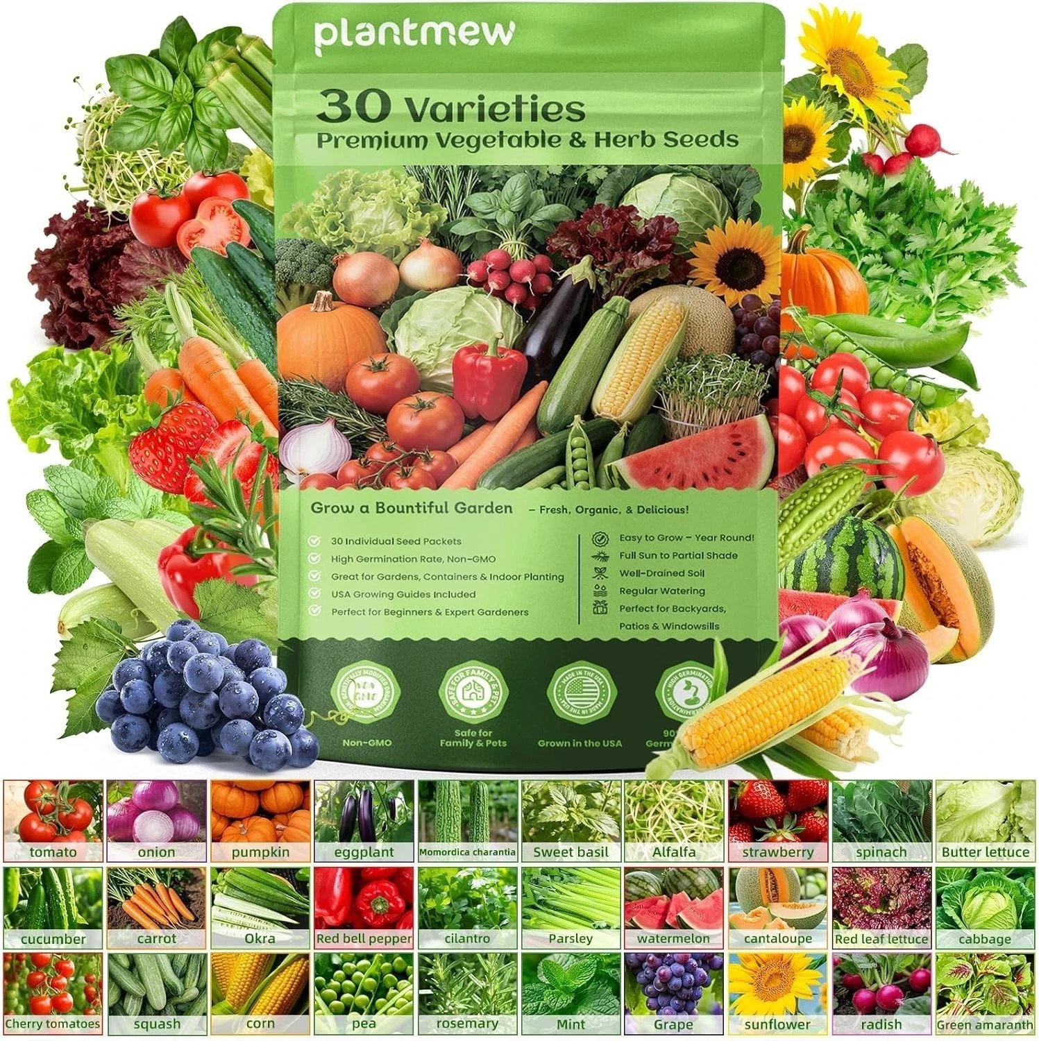 【Seed Vault】 Heirloom Vegetable Seeds Planting Kit - 15,000+ Non-GMO Seeds for H