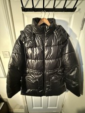 F and F Women's Black Puffer Coat Size XL Shower Resistant Very Good Condition