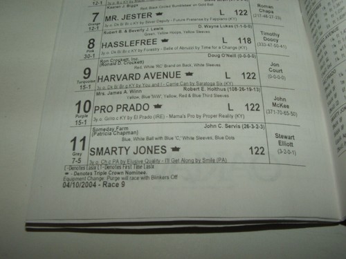 RARE SMARTY JONES 2004 ARKANSAS DERBY PROGRAM JOHN SERVIS STEWART ELLIOTT - Picture 3 of 3