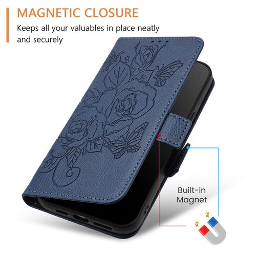 Rose Flower Leather Flip Wallet Phone Case For Google Pixel 8 9 7 6 Pro 5 7A 8A - Picture 9 of 18
