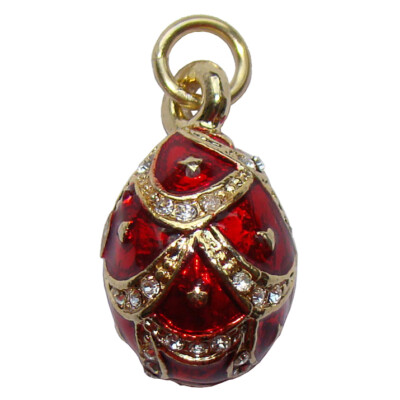 Pendentif Oeuf Fabergé Style - Rouge émaillé - Bijou Russe Femme