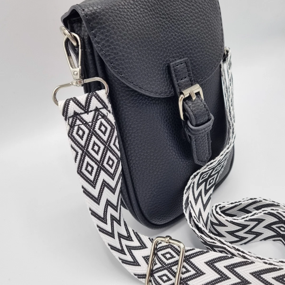 Black cross body phone bag with detachable strap eBay