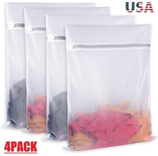4× Zipped Wash Bag Net Laundry Washing Mesh Lingerie Underwear Bra Clothes Socks