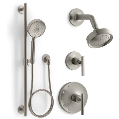 Kohler Purist Rite-Temp Duschventil – Gebürstetes Nickel, Mit Hebelgriff & 2,5 GPM Duschkopf