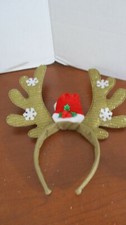 Light Brown REINDEER ANTLERS HEADBAND w/ SNOWFLAKES SANTA HAT