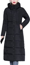 Women's Hooded Long Puffer Jacket Padded Down Alternative Winter Coat Outwear