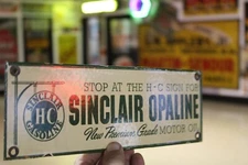 RARE SINCLAIR HC OPALINE MOTOR OIL DEALER PORCELAIN METAL SIGN GAS STATION DINO