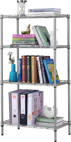 4 Tier Metal Storage Rack Shelving Wire Shelf Kitchen Office Unit Stand - Picture 2 of 4