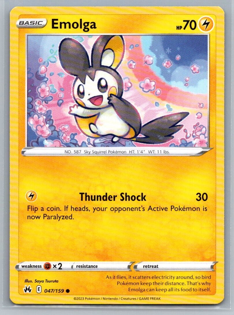 Emolga 47/159 Crown Zenith Common Pokémon TCG 2023