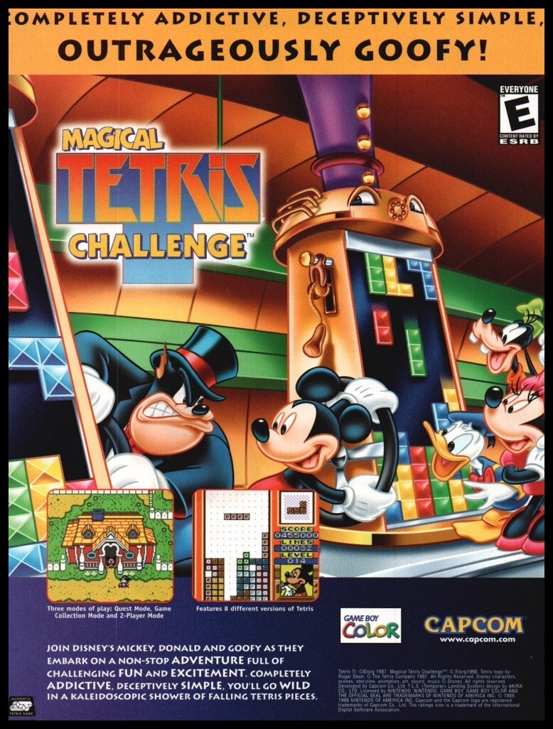 Tetris Challenge Mickey Mouse 1999 Nintendo-print ad/mini-poster-Game room  décor | eBay
