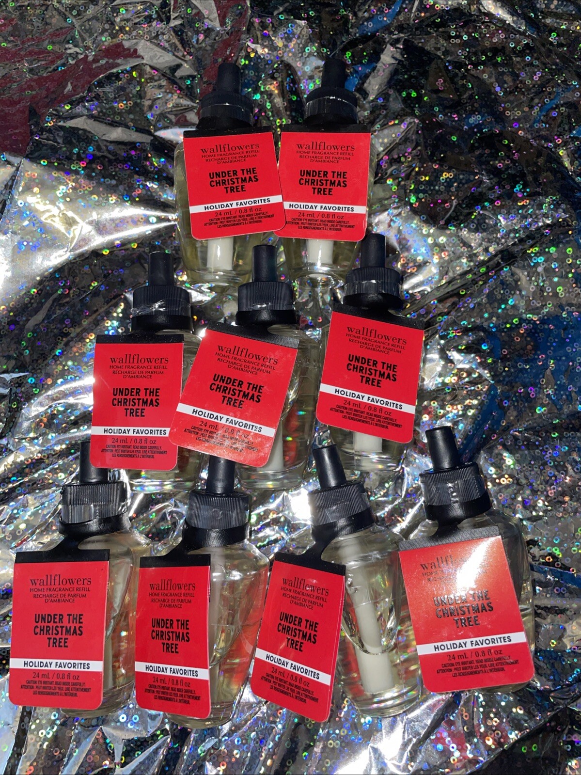 Set of 9 New Bath & Body Works Under The Christmas Tree Wallflower Refills-image