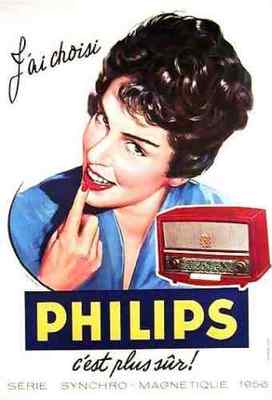 Blechschild Jai Choisi Philips Lorelle Fernseher 50er Jahre französisch TV Werbung A4 12x8