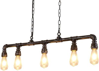Rustic Industrial 5-Light Steampunk Chandelier for Dining & Living Room