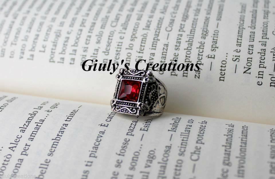 Anillo Lightwood Cazadores de Sombras Roja Huesos Ciudad Hijos Rubí Runa eBay