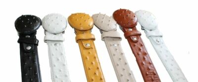 Men's Genuine Cowhide Ostrich Print Western Cowboy Belt with Removable Buckle